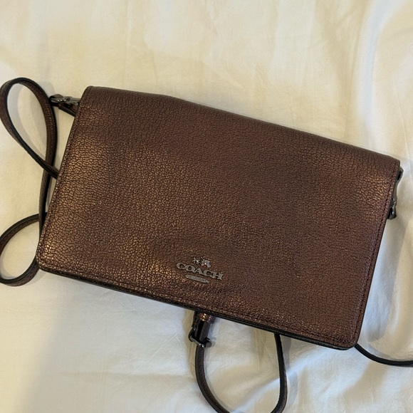 Coach Handbags - NWOT! Coach Rich Brown Leather Clutch and cross body